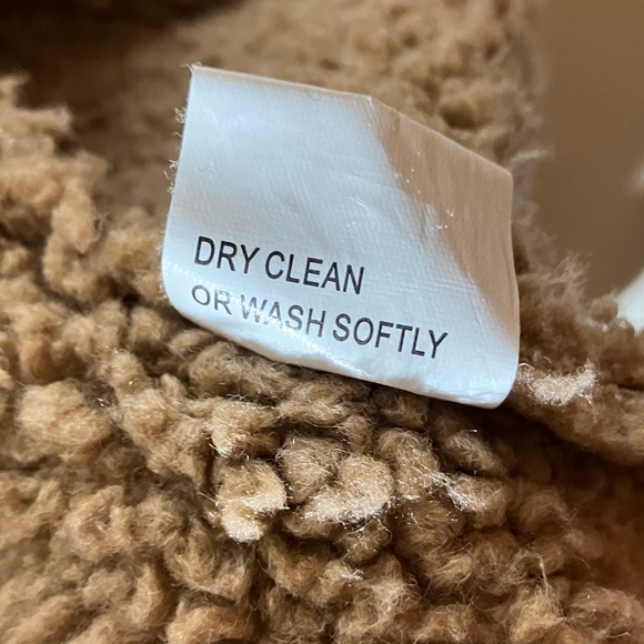 Brown Rose Patterned Teddy Jacket Two Front Pockets‎ Warm Suede Sherpa Style - Picture 11 of 11